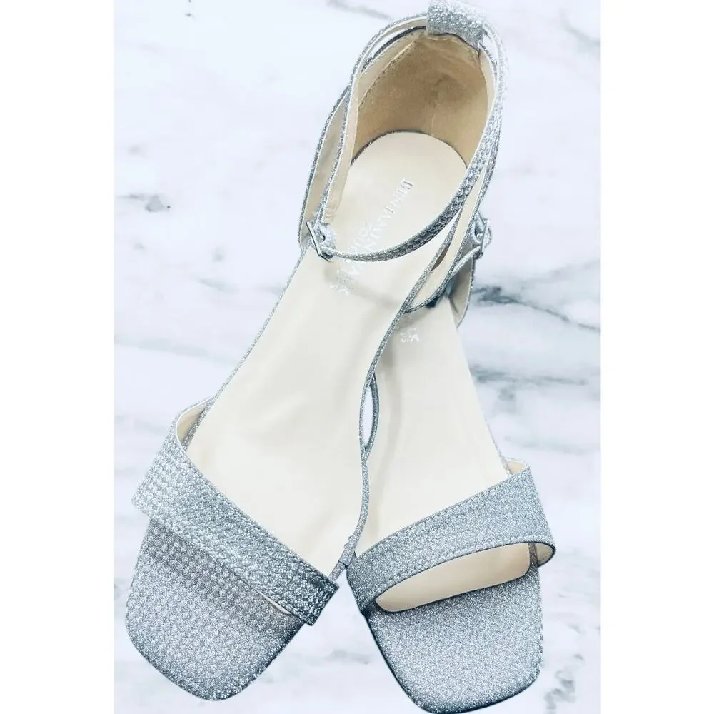 Benjamin Walk Lilibet Touch Ups Silver Heels 6.5 M Glitter Evening Shoes NWB